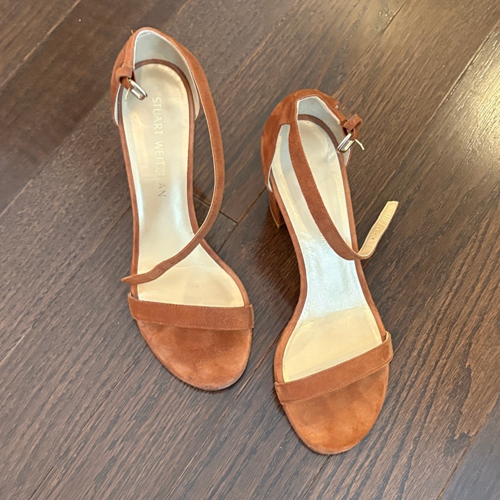 Stuart Weitzman Brown Suede Strappy Heels